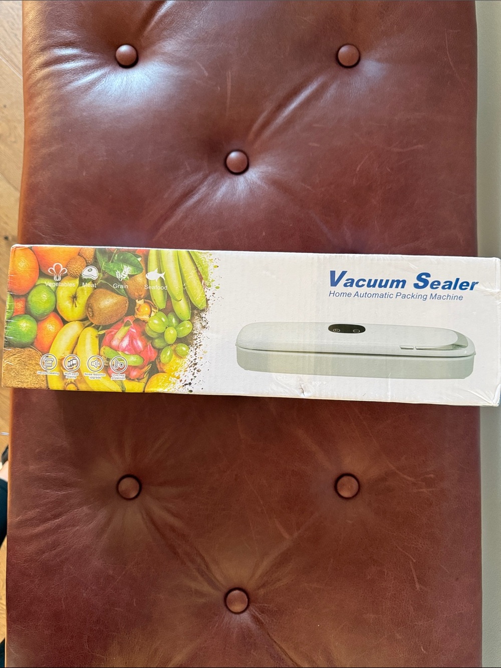 NIB White Vacuum Sealer with Fruit Graphic Box